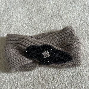 Taupe winter headband with sparkly embellishment